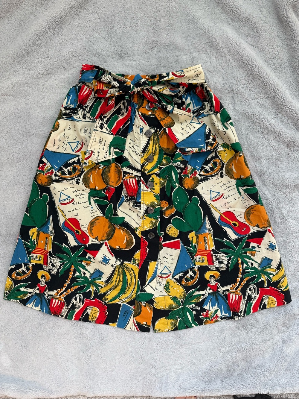 J. Crew Tropical Print Tie Waist Midi Skirt
